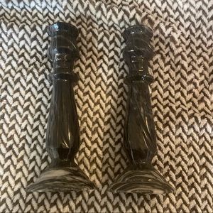 CANDLESTICKS MARBLE GRAY BLACK WHITE